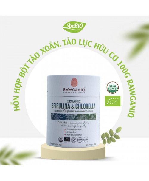 Organic spirulina & Chlorella 100g Hốn hợp Bột tảo xoắn, tảo lục hữu cơ 100g
