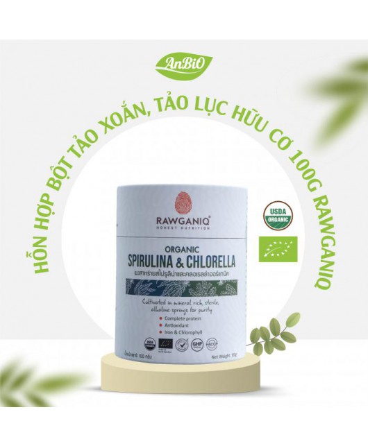 Organic spirulina & Chlorella 100g Hốn hợp Bột tảo xoắn, tảo lục hữu cơ 100g