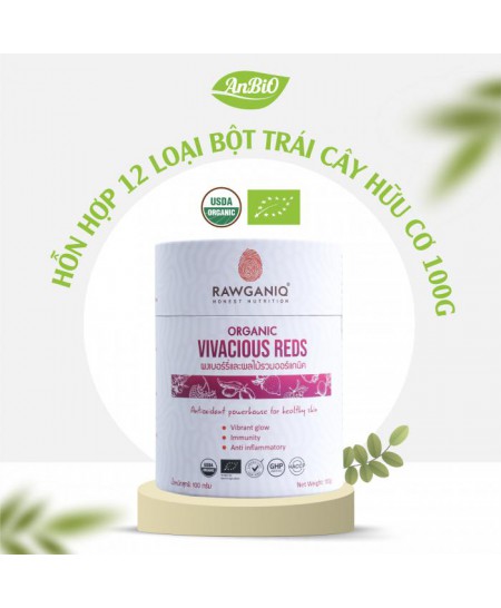 Organic Vivaciuos  Red 100g Hỗn hợp 12 loại bột trái cây và quả mọng  hữu cơ 100g