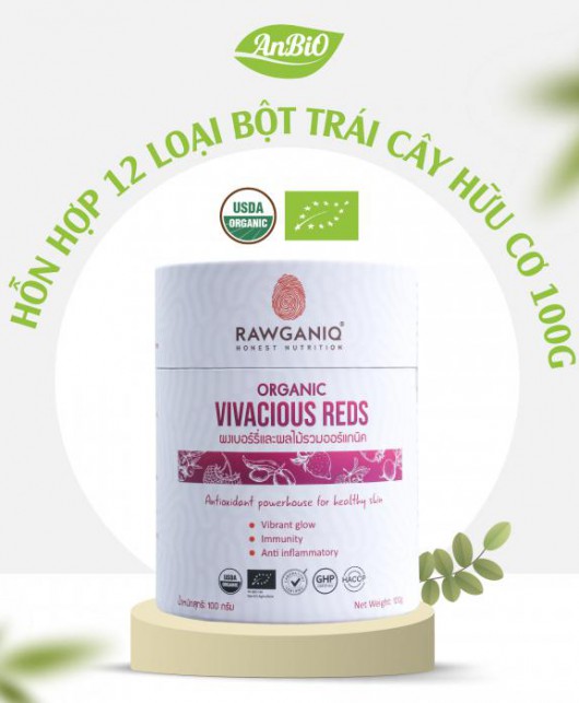 Organic Vivaciuos  Red 100g Hỗn hợp 12 loại bột trái cây và quả mọng  hữu cơ 100g