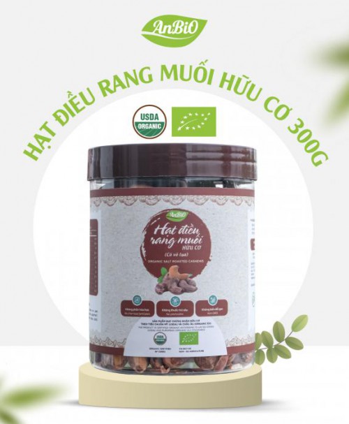 Hạt điều rang muối hữu cơ - Có vỏ lụa 300g