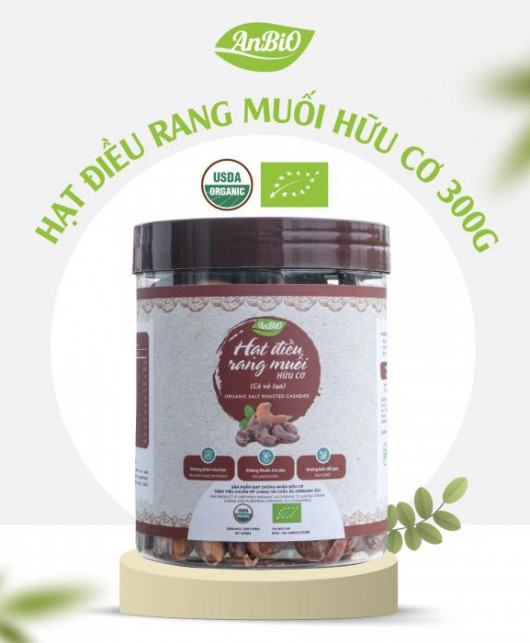 Hạt điều rang muối hữu cơ - Có vỏ lụa 300g