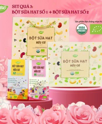Set Quà Bột Sữa Hạt hữu cơ AnBiO (Set 2: bột sữa hạt 12 loại hạt + bột sữa hạt 16 loại hạt)