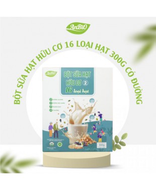 (Phiên bản ít đường) Bột sữa hạt hữu cơ số 2 (16 loại hạt) AnBiO 15 gói tiện lợi