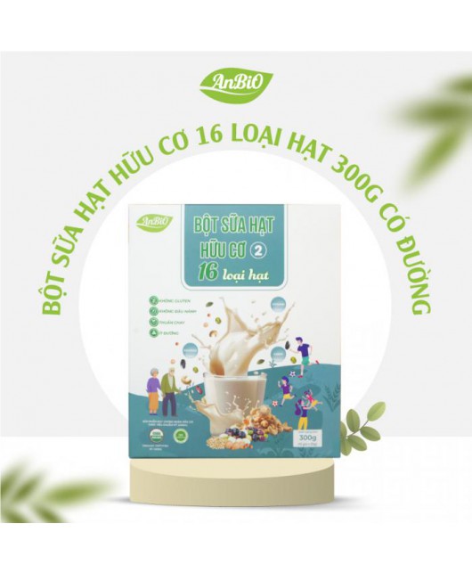 (Phiên bản ít đường) Bột sữa hạt hữu cơ số 2 (16 loại hạt) AnBiO 15 gói tiện lợi