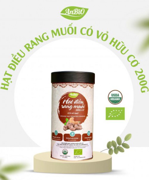 Hạt điều rang muối hữu cơ có vỏ lụa 200g
